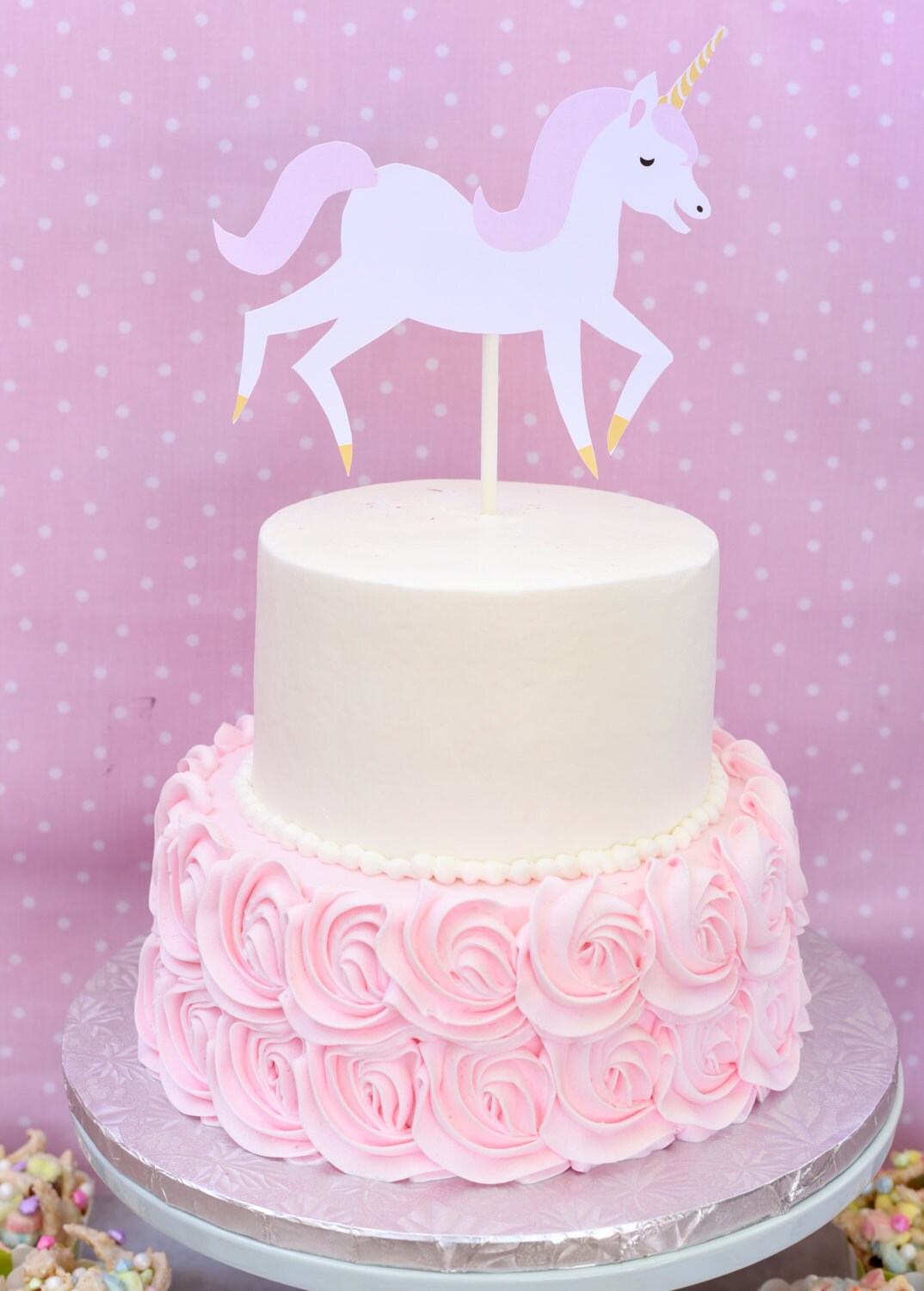 Unicorn Cake Topper Pink And White Unicorn Birthday Cake Etsy Canada