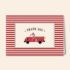 Vintage Fire Truck Photo Birthday Invitations, Fireman Birthday Invitation, Printable or Printed image 4