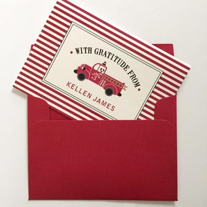 Vintage Fire Truck Birthday Invitation with a dalmatian fire dog driving a firetruck with burned edges and red stripes. Sound the alarms image 9