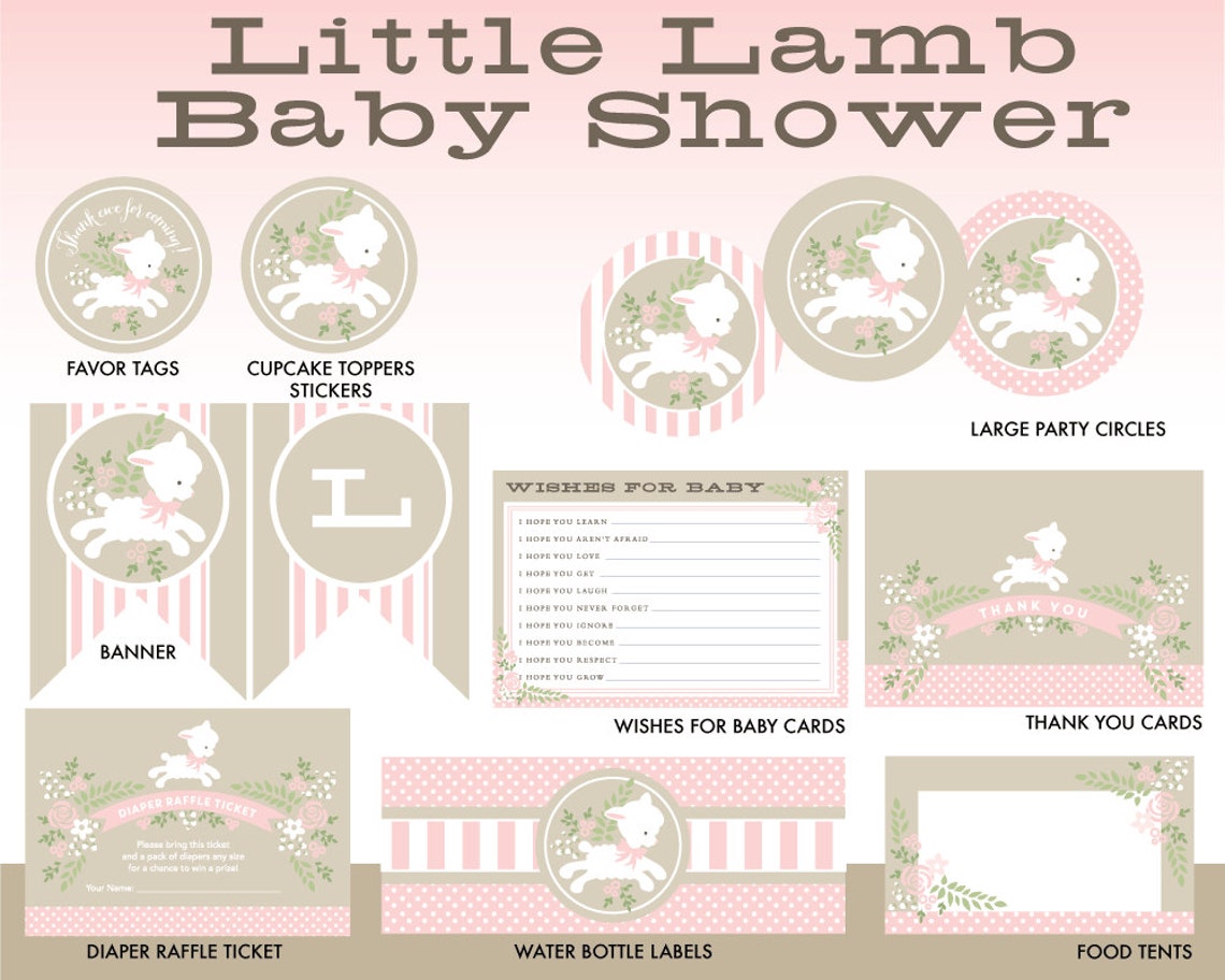 INSTANT DOWNLOAD Little Lamb Shower Party Printables Lamb - Etsy