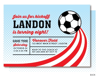 Soccer Birthday Invitations, Soccer Party Invitation, Soccer Ball Invite, Printed or Printable