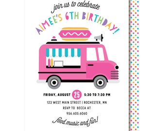 Food Truck Invitations, Carnival, Food Birthday Party, Hot Dogs, Burgers