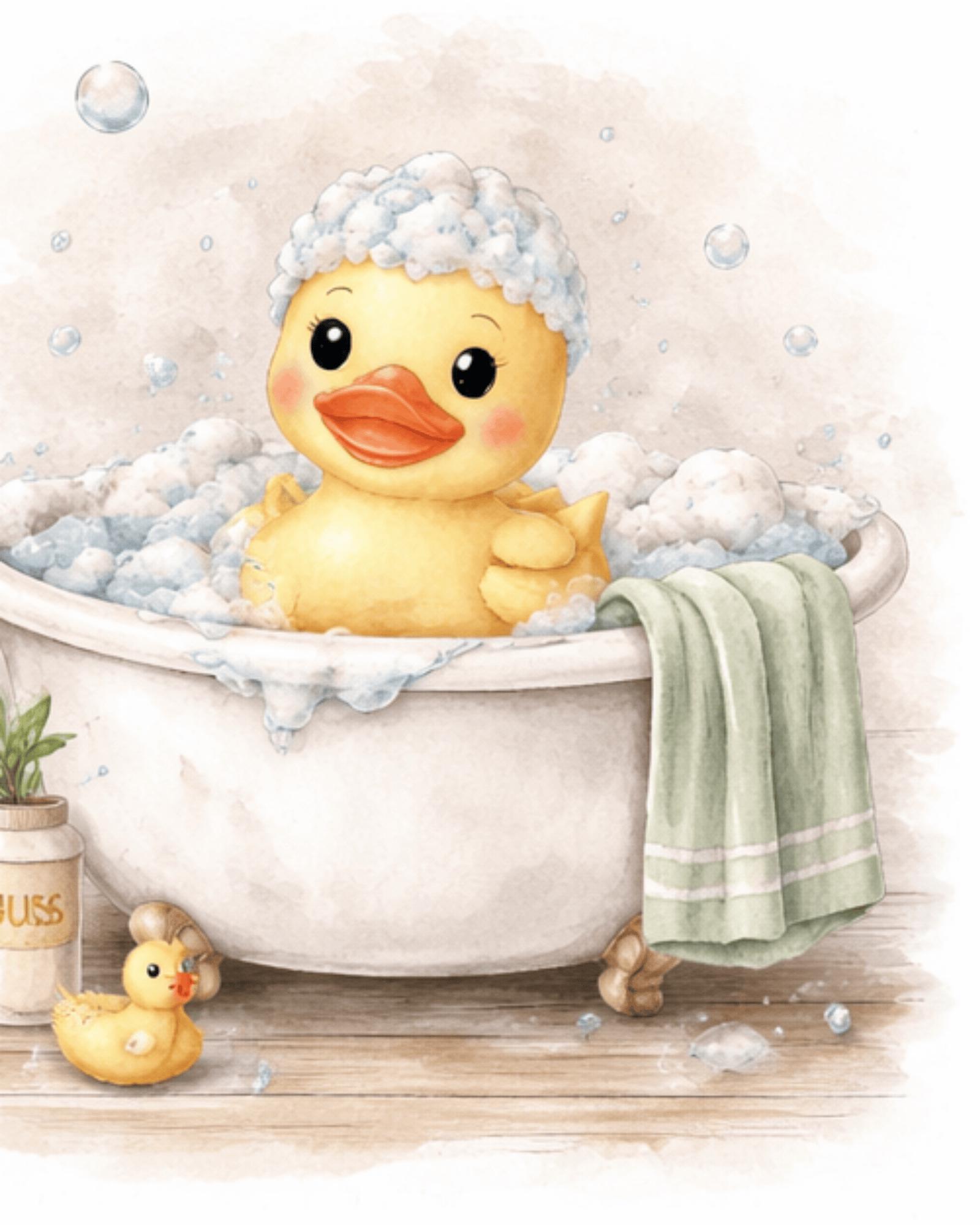 Rubber Duck Bath Set • 3‑piece Bathroom Wall Art • Bubble Bath ...