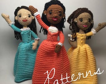 PATTERN PDFs Schuyler Sisters Hamilton Amigurumi Crochet dolls Pattern Set