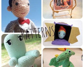 PATTERN PDFs Pee-wee and Friends Pee-wee's Playhouse Crochet doll dolls Amigurumi Crochet Doll Pattern Set 5 patterns