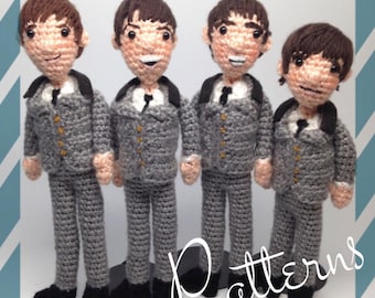 PATTERN PDFs Fab Four Singers Amigurumi Crochet doll dolls Patterns -- John, Paul, George, Ringo Set of Four