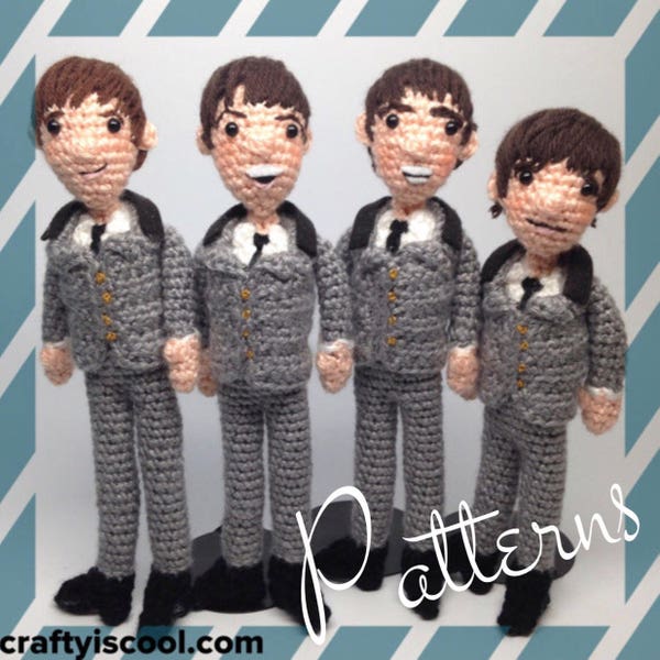 PATTERN PDFs Fab Four Singers Amigurumi Crochet doll dolls Patterns -- John, Paul, George, Ringo Set of Four