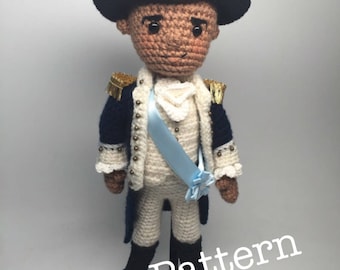 PATTERN PDF George Washington in Hamilton Musical Amigurumi Crochet doll Pattern