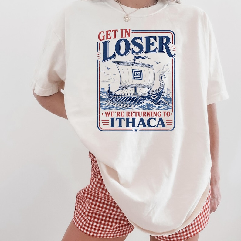 Camiseta de La Odisea, Camiseta divertida con meme de la mitología griega "Sube, perdedor, regresa a Ítaca", Camiseta Comfort Colors imagen 10