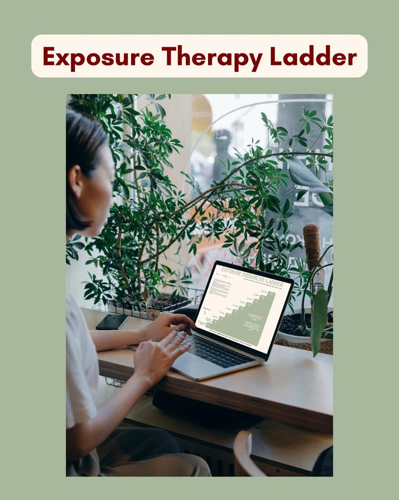 Exposure Ladder Example Emetophobia Exposure Hierarchy Ladder | ERP CBT Therapy Tool (canva ...