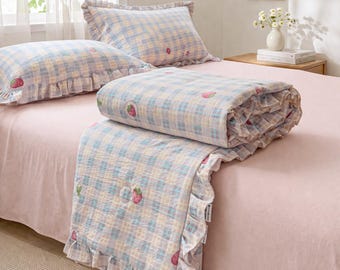 Korean Lace Cotton Summer Quilt Bedding Four-Piece Set