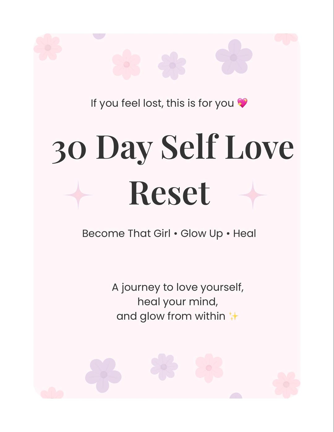 Self Love Planner PDF, 30 Day Glow up Planner, Mental Health Journal ...