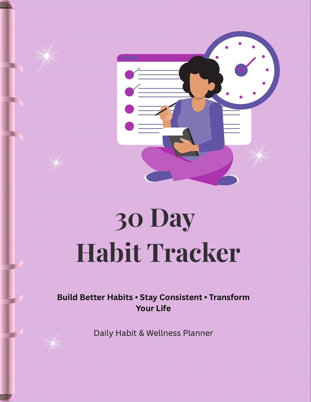 30 Day Habit Tracker Planner | Daily Wellness Self Improvement (PDF ...