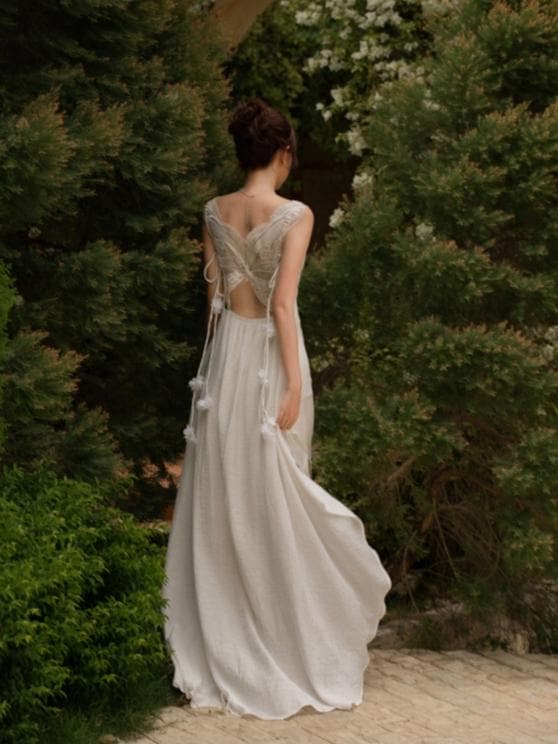 strapless open back dress Fairy Strapless Corset Princess Style Wedding Dress with Removable Sleeves EU32