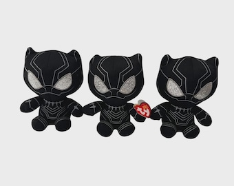 Marvel Ty Beanie Babies Black Panther Plush Toy Bundle of 3 Stuffed Animal 7"