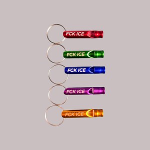 FCK ICE Whistle Keychain, Protest Whistle Key Ring, Mini Aluminum Safety Whistle, Loud Emergency Whistle, Backpack Charm Gift