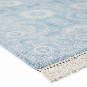 Hellblauer Handgeknüpfter Teppich, Vintage Oushak Muster Teppich, Gedämpfter Blauer Traditioneller Teppich für Wohnzimmer, Schlafzimmer Dekor