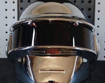 Daft Punk Helmet Cosplay, Thomas Bangalter Silver Chrome Wearable Replica, See Through Costume Helmet