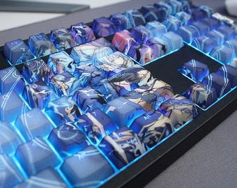 Door Rimuru geïnspireerde anime-toetsenbordtoetsen, slijmthema, doorschijnend mechanisch PBT-toetsenbordtoetsenbordset