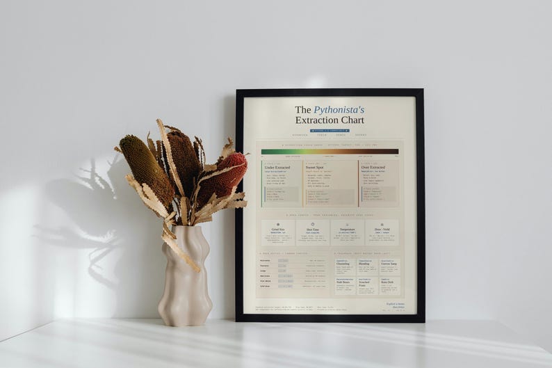 Python Espresso Extraction Chart — Coffee Poster for Developers, Funny Coder Gift, Home Office Wall Art, Digital Download image 1