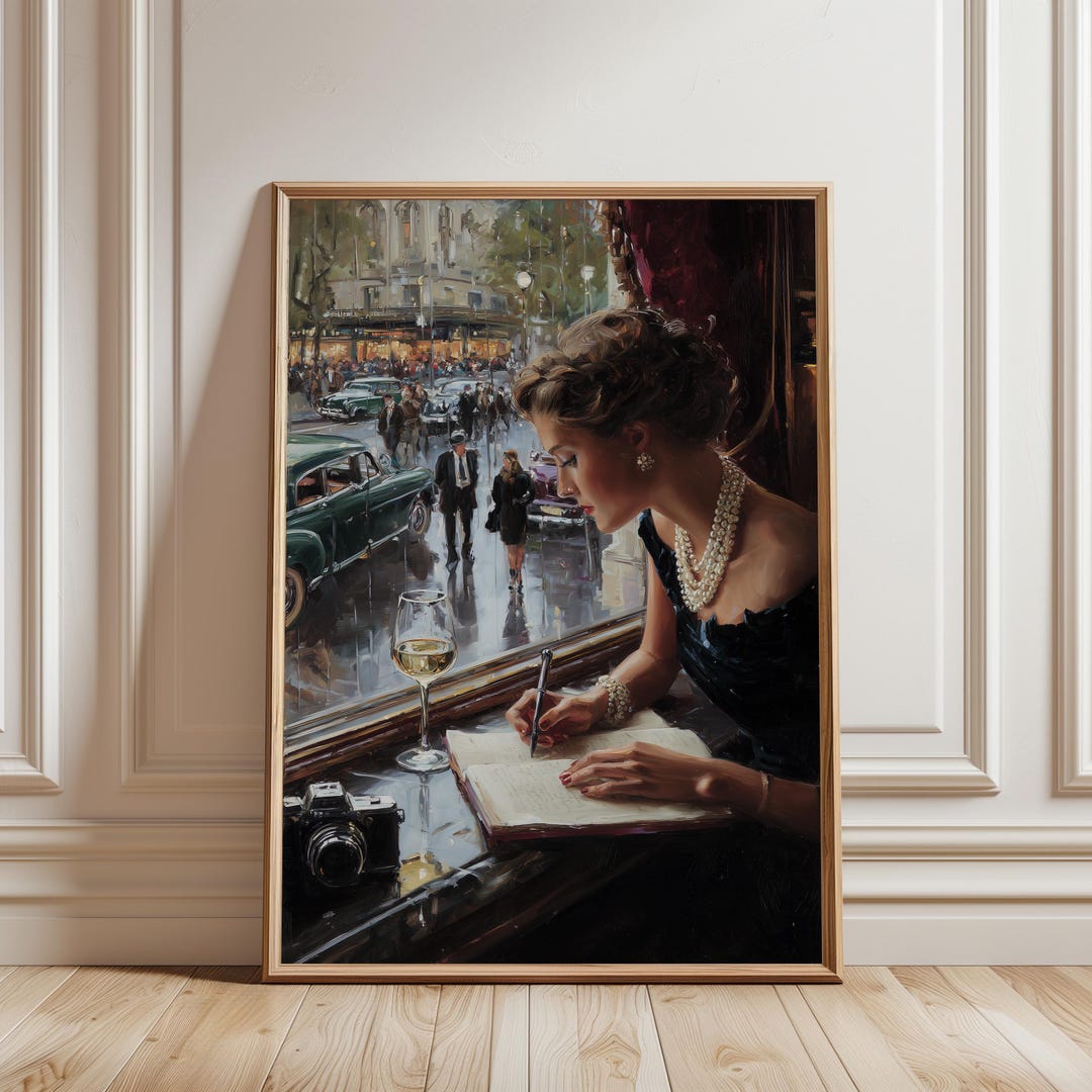 Paris Café Poster : Elegant Woman Wall Art, Vintage Glamour Decor - Etsy