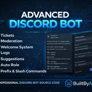 Fortschrittlicher Discord Bot mit Tickets, Moderation, Begrüßungssystem, Logs, Vorschlägen, Auto Rolle & Slash-Kommandos