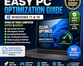 PC-Optimierungs-Handbuch Windows 11 & 10 | Beschleunigen Sie Ihren Computer | 100% anfängerfreundlich, sicher