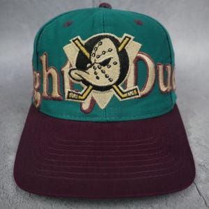 Vintage Mighty Ducks Anaheim NHL Logo 7 Snapback Hat Cap Green Plum