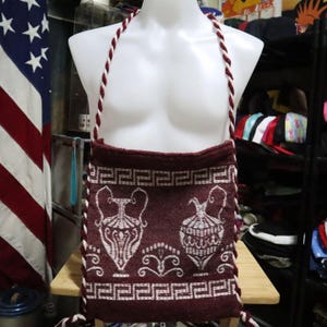 Vintage Made in Griechenland gewebte Umhängetasche | Griechische Amphore & Meander Muster