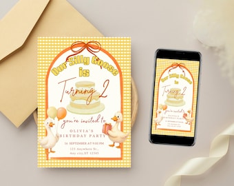 Silly Goose Birthday Invitation, Editable Template (Digital Download)