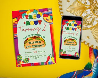 Taco Bout Fiesta Birthday Invitation Template (Digital Download)
