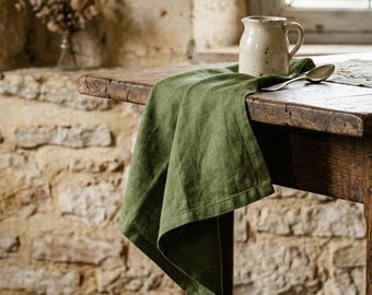 Olive Green Cotton Napkin Set Boho Farmhouse Cloth Napkins Reusable Dinner Napkins Rustic Kitchen Table Wedding Napkins Decor