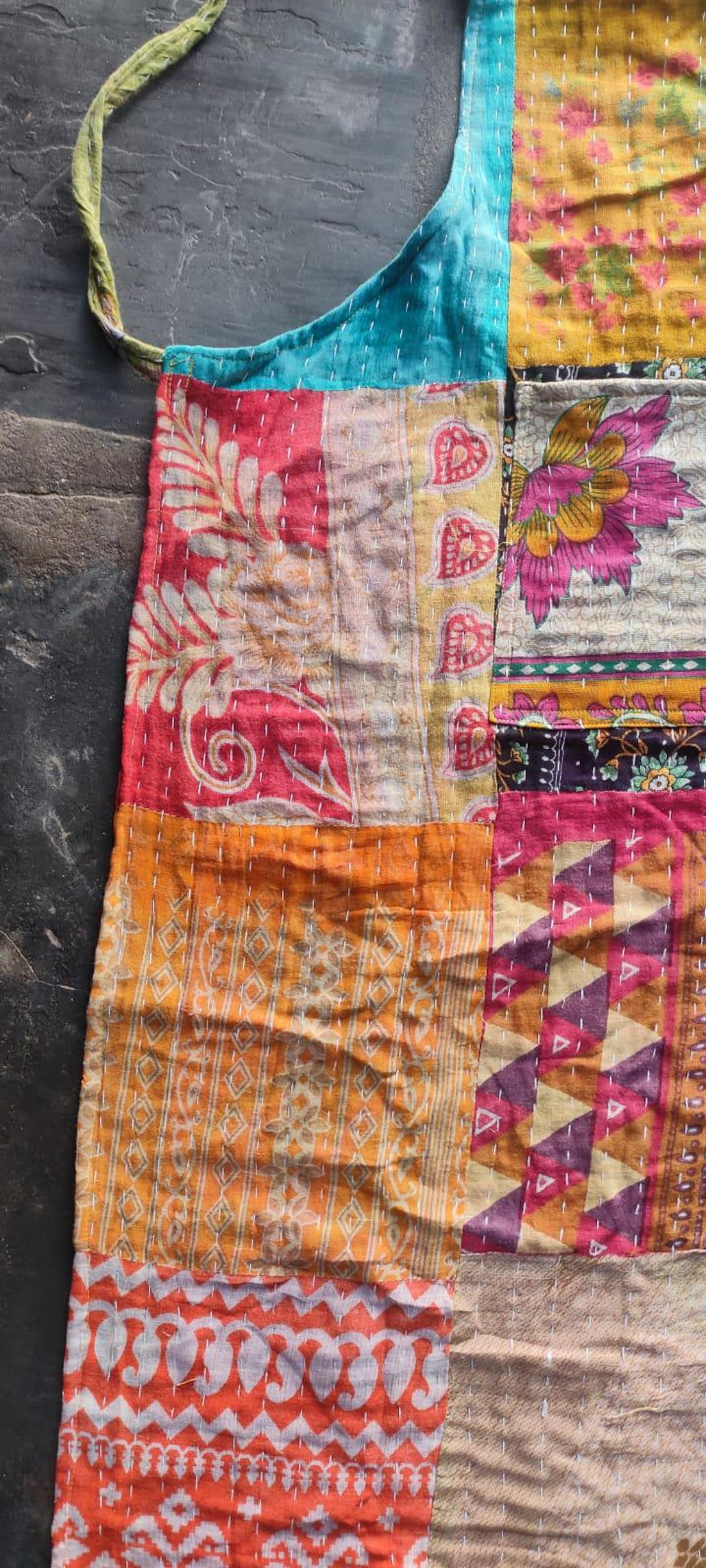Assorted Aprons Handmade Patchwork Apron, Quilted Kitchen Apron, Assorted Boho Kantha ...