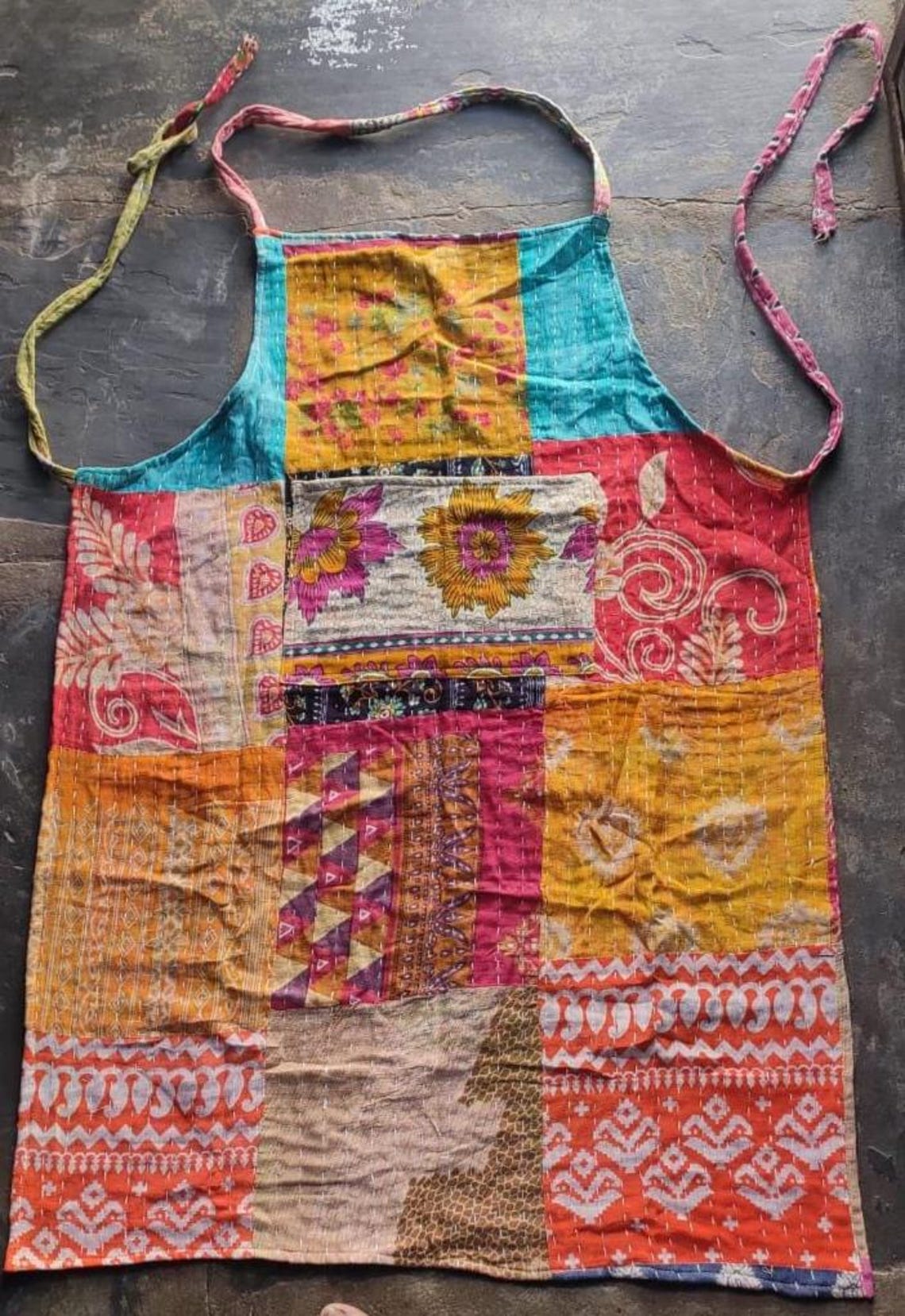 Assorted Aprons Handmade Patchwork Apron, Quilted Kitchen Apron, Assorted Boho Kantha ...