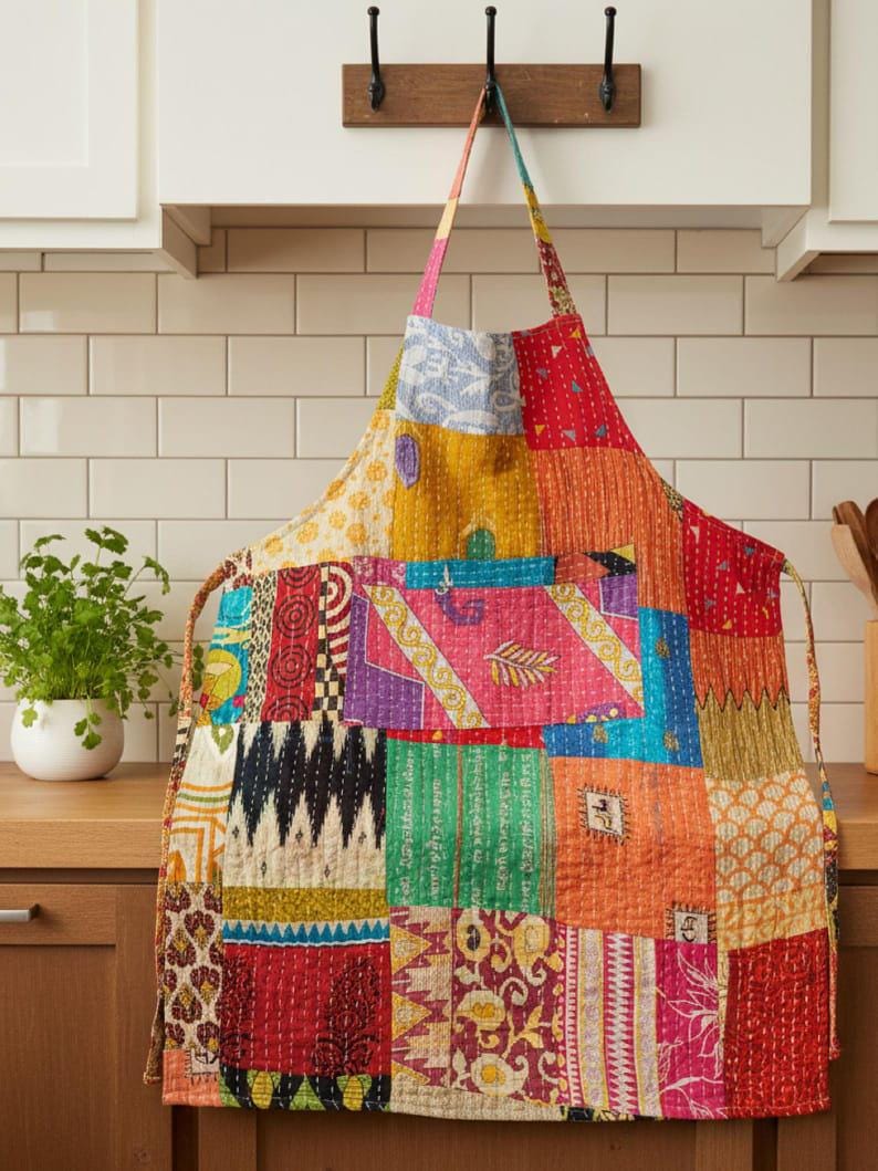 Assorted Aprons Handmade Patchwork Apron, Quilted Kitchen Apron, Assorted Boho Kantha ...