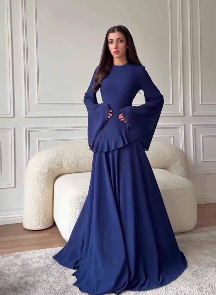 Blue Bell Sleeve Maxi Dress