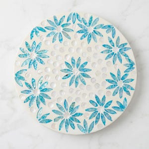 Mother of Pearl Lazy Susan, Handmade Rotating Tray, Blue Shell Inlay Turntable, Dining Table Decor, Wedding Gift, Kitchen Organizer