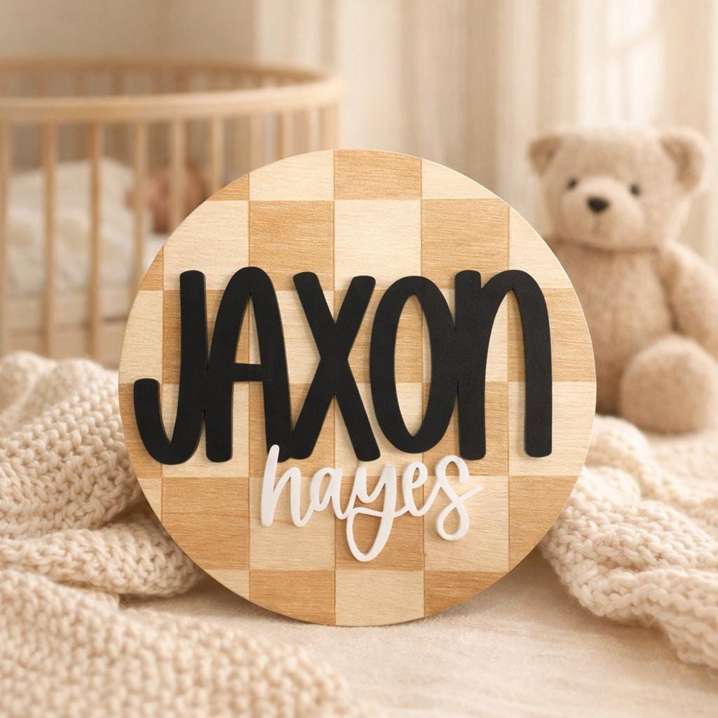 Personalized Birth Announcement | Custom Newborn Stats Plaque | Wooden ...