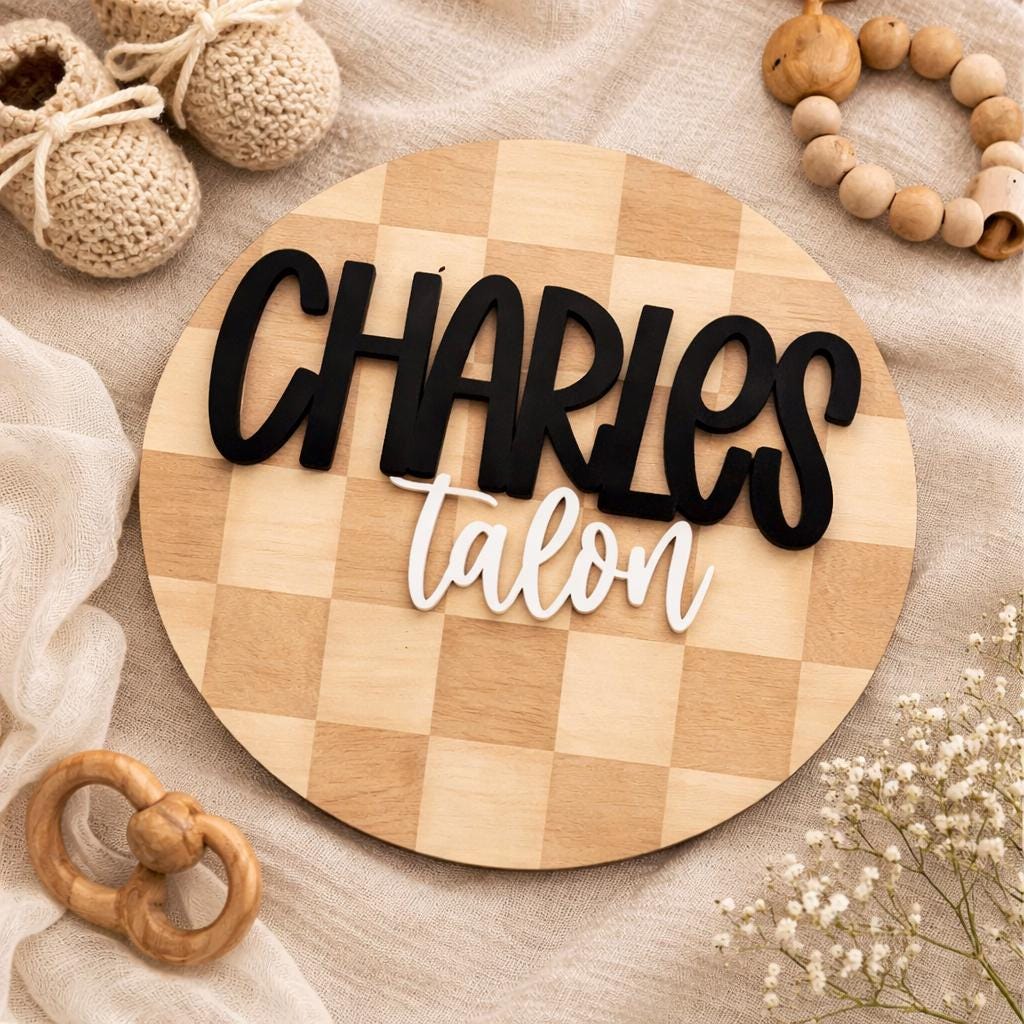 Personalized Birth Announcement | Custom Newborn Stats Plaque | Wooden ...