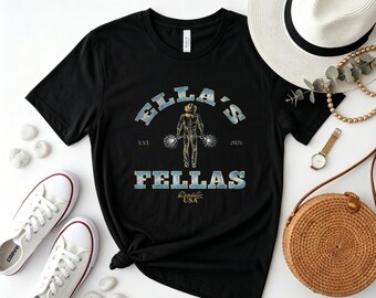 Ella’s Fellas Cowboy Sparkler Tee, Western-Inspired Custom Name Print Black Crew Neck Shirt for Bachelorette & Events
