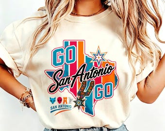 Koszulka San Antonio Spurs Go Go, koszulka do koszykówki z grafiką z mapą Teksasu, luźna koszulka dla fanów Fiesta Colors