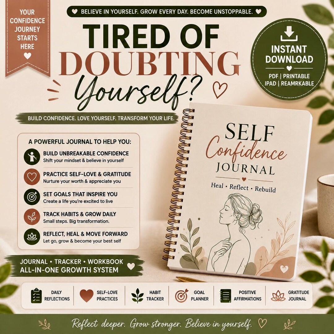 Self Confidence Journal Printable | Self Esteem & Personal Growth ...