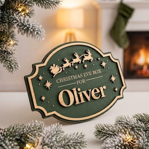 Personlig julaftonslåda, trälåda med eget namn, julklapp för barn, minneslåda för högtider, familjens jultradition