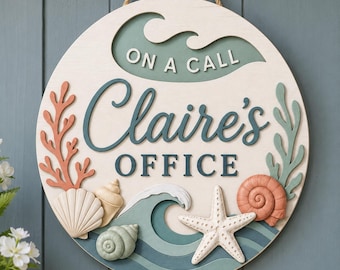 Personalized Coastal Rotating Office Door Sign, 3D Ocean Work Status Spinner, Office Door Hanger, Office Privacy Spinner Sign, Office Decor