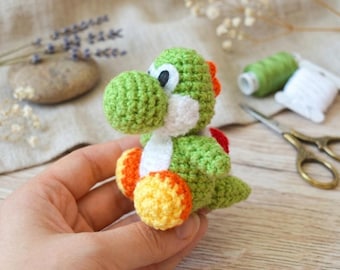 Crochet Dinosaur Keychain, Green Amigurumi Mini Plush Bag Charm