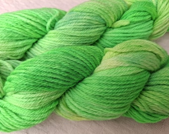 Hand dyed variegated neon green all purpose Peruvian Highland wool yarn DK weight