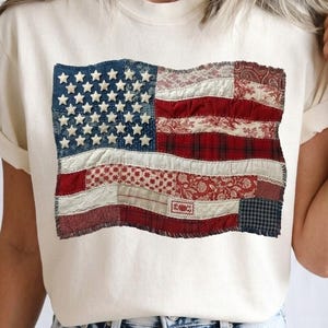 Faux Quilted American Flag PNG, Patchwork Patriotic Design, 4th of July Sublimation Graphic, USA Flag (Digital Download)