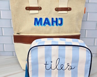 Mahjong Tote Bag Mahjong Tiles Bag Custom Monogram Travel Mahjong Bag Set Embroidered Canvas Game Bag Mahjong Gift Mahj Tote Personalized