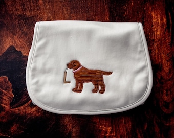 Red Lab Burp Cloth Personalized Baby Burp Cloth Red Lab Organic Embroidered Appliqué Puppy Monogram Baby Shower Gift with Monogram for Baby
