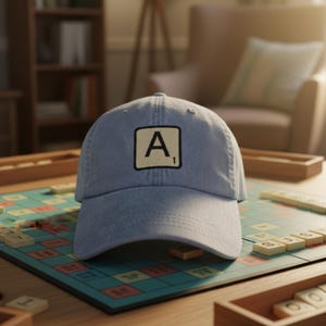 Scrabble Hat for Women Embroidered Cap Custom Monogram Hat Scrabble Letters Hat Scrabble Tile Cap Scrabble Letters Initial Monogram Ball Cap